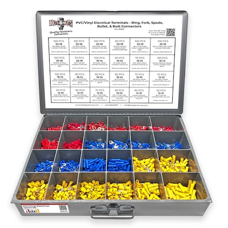 Boltsandnuts.Com PVC/Vinyl Terminal Connectors Assortment - 1921 Pieces Assortment Kit #385